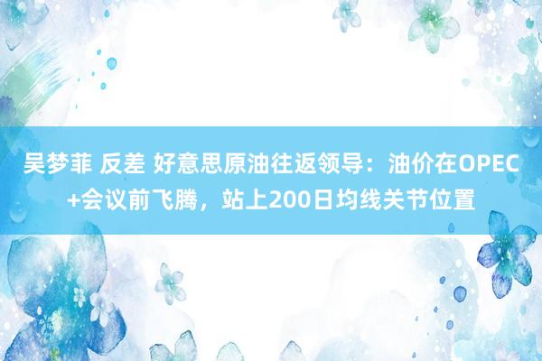 吴梦菲 反差 好意思原油往返领导：油价在OPEC+会议前飞腾，站上200日均线关节位置